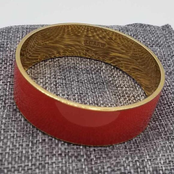 J Crew Red Enamel Brass Bangle Bracelet - Picture 4 of 6